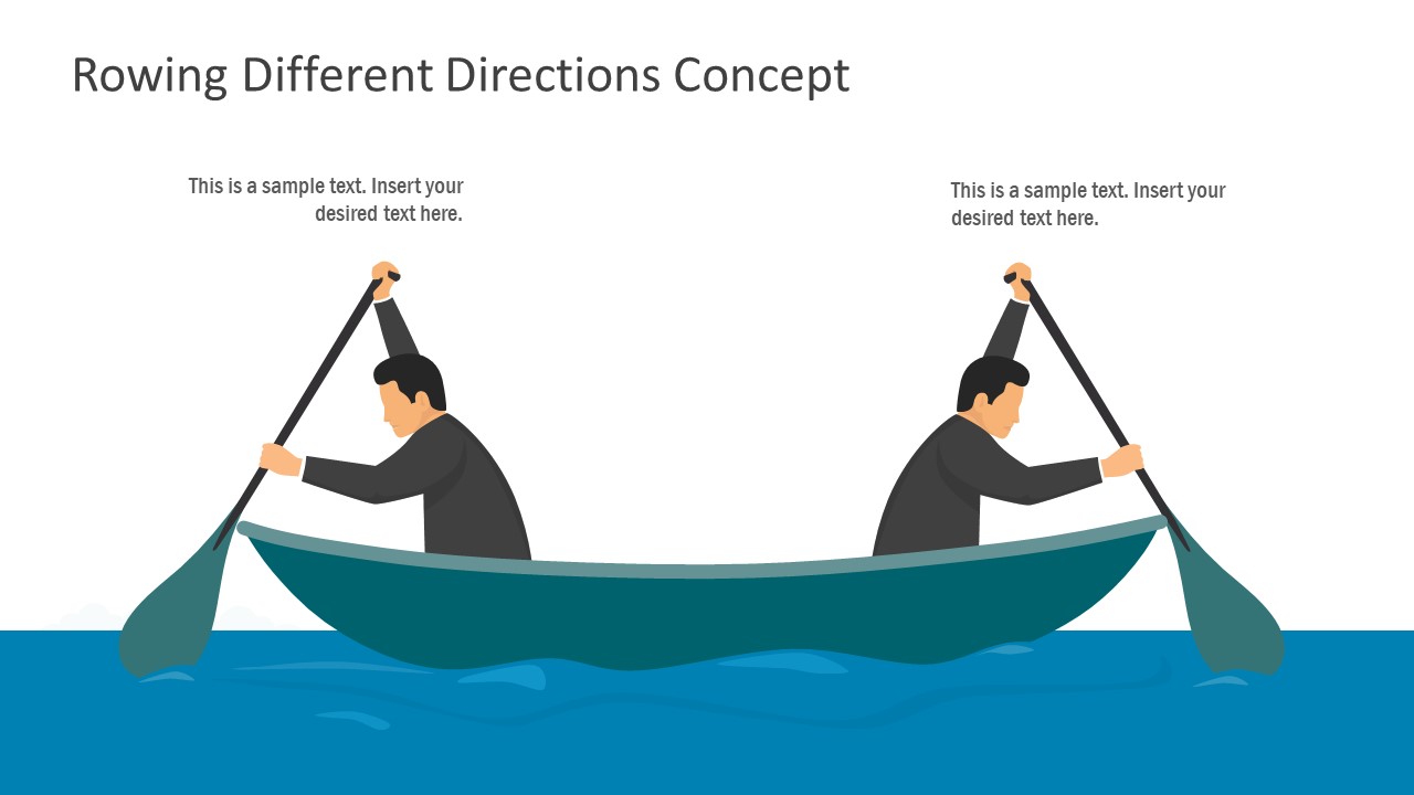 Rowing Different Directions Illustration for PowerPoint SlideModel