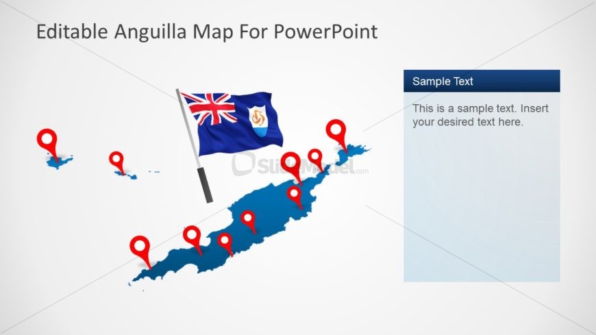 Anguila Editable PowerPoint Map Template with Flag