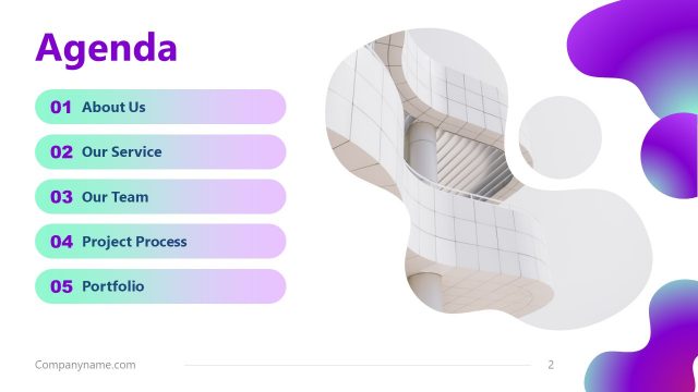 Purple Aesthetic Business PowerPoint Agenda Slide