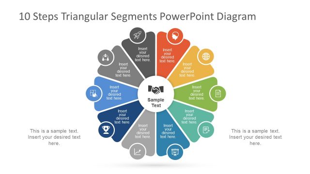 10 Steps Triangular Segments PowerPoint Diagram