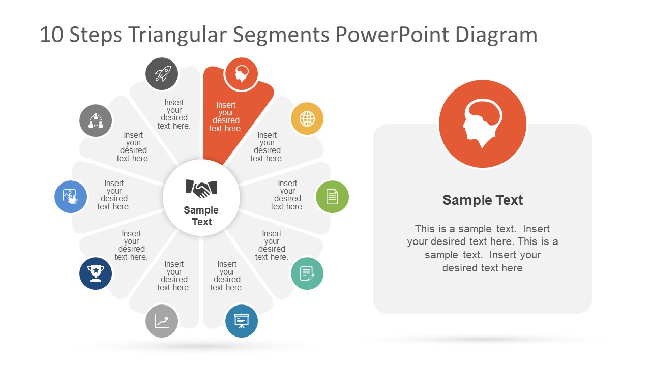 10 Steps Triangular Segments PowerPoint Diagram - SlideModel