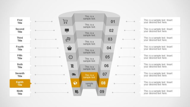 Stage 8 Rectangular PowerPoint Funnel