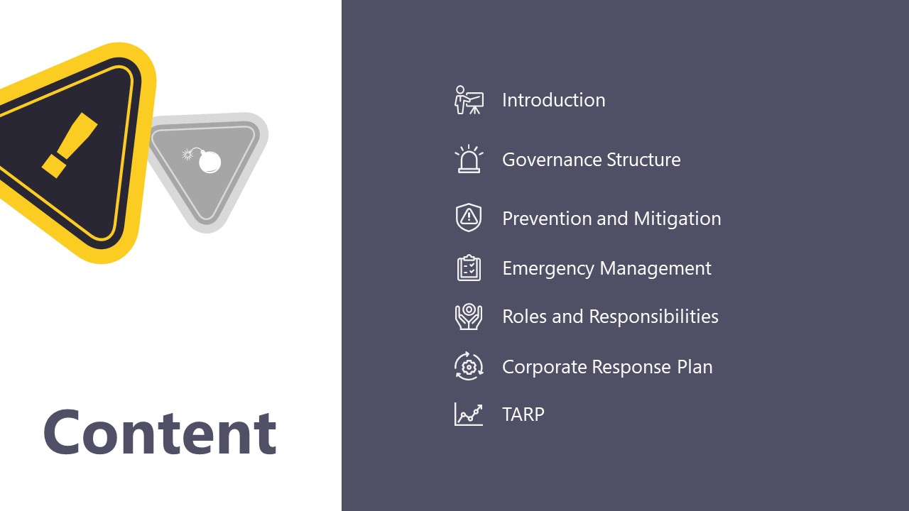 Emergency Management Presentation Template - Contents Slide