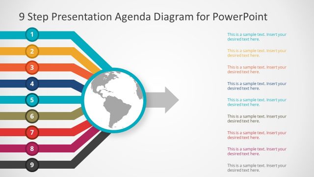 9 Steps Agenda PowerPoint Template