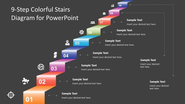 9-Step Colorful Stairs Presentation Template
