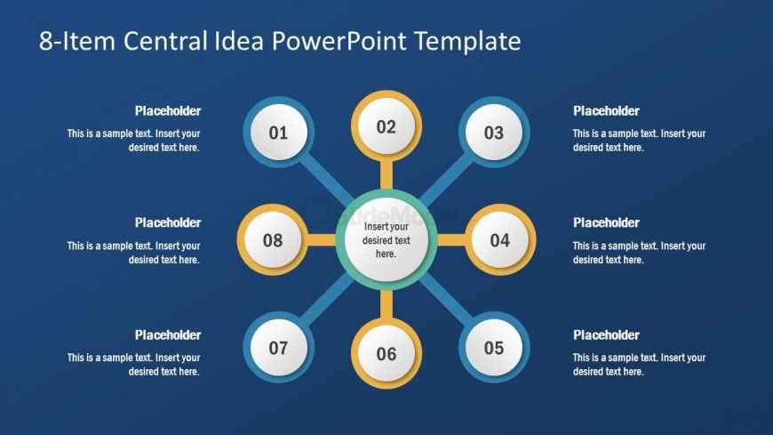 PPT 8 Steps Spoke Diagram
