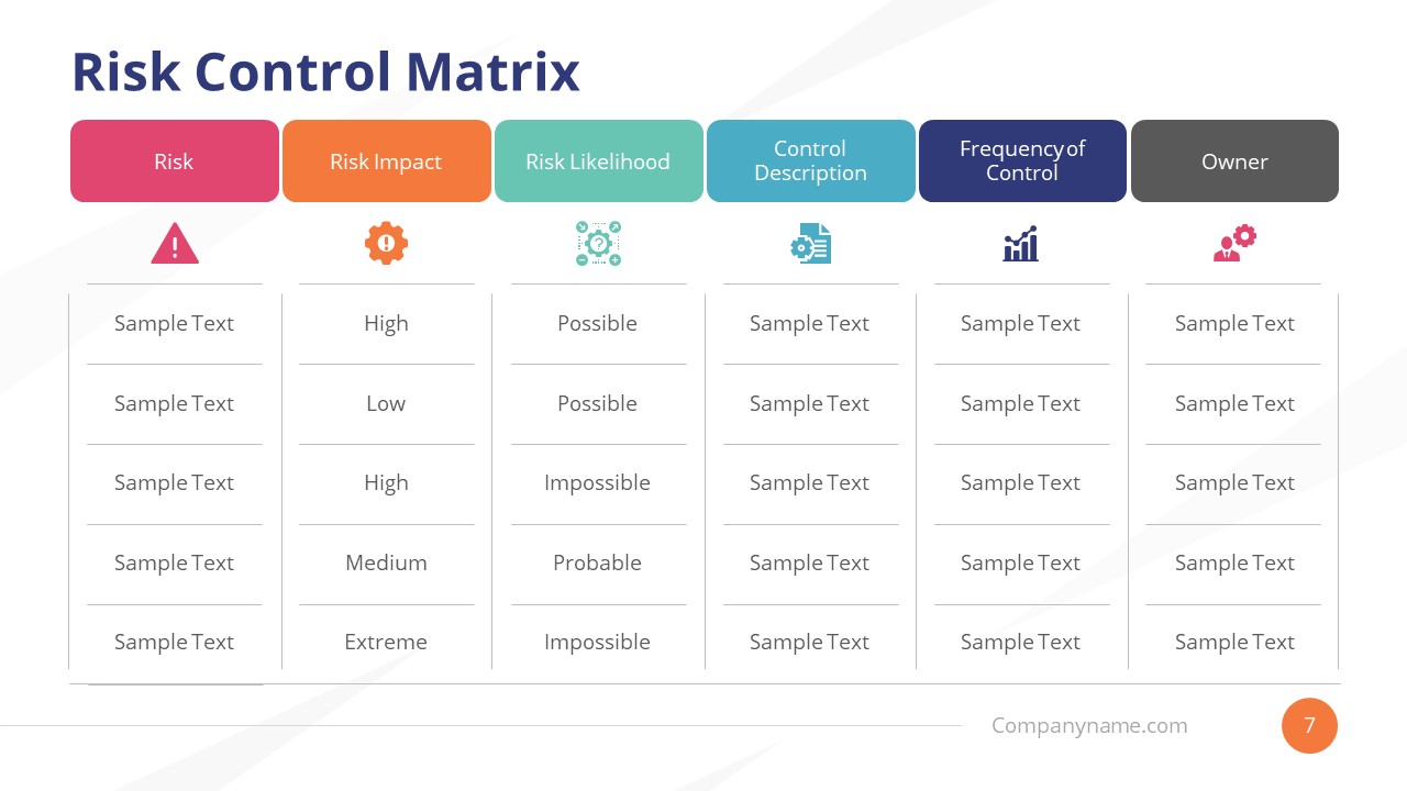 Data Chart of Risk Control Matrix PPT