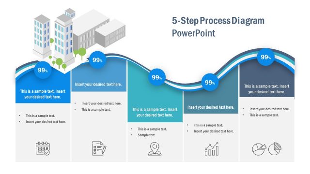 5-Step Horizontal Curved Process Diagram for PowerPoint