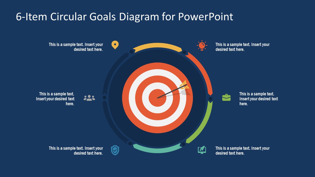 6Item Circular Goals Diagram for PowerPoint SlideModel