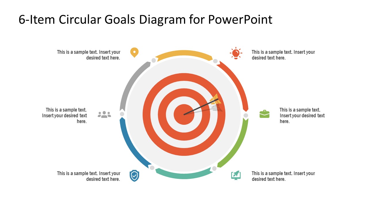 6Item Circular Goals Diagram for PowerPoint SlideModel