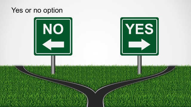 Yes No Business Pathway Options PowerPoint Template