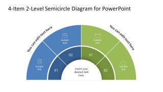 PowerPoint Template Diagram of 4-Item 2-Level  Semicircle