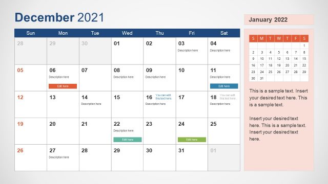 2021 Calendar Template December PowerPoint