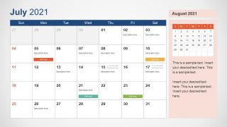 July 2021 Calendar Template Slide 