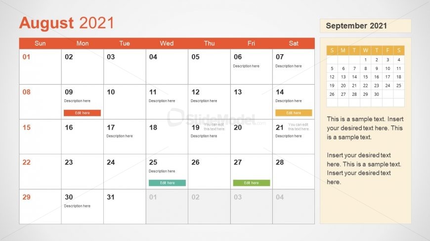 google slides monthly calendar template 2021