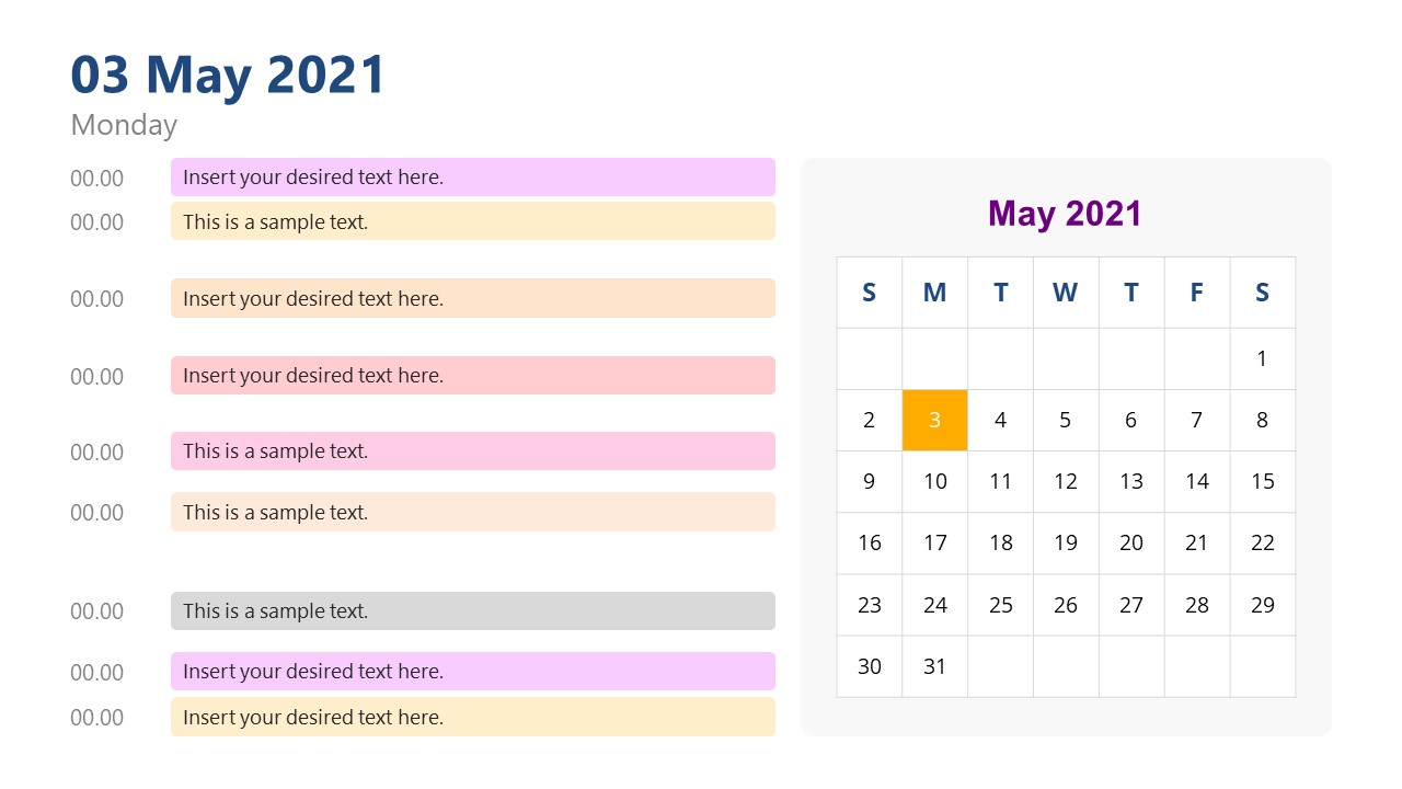 Schedule Day View Calendar PowerPoint Template SlideModel