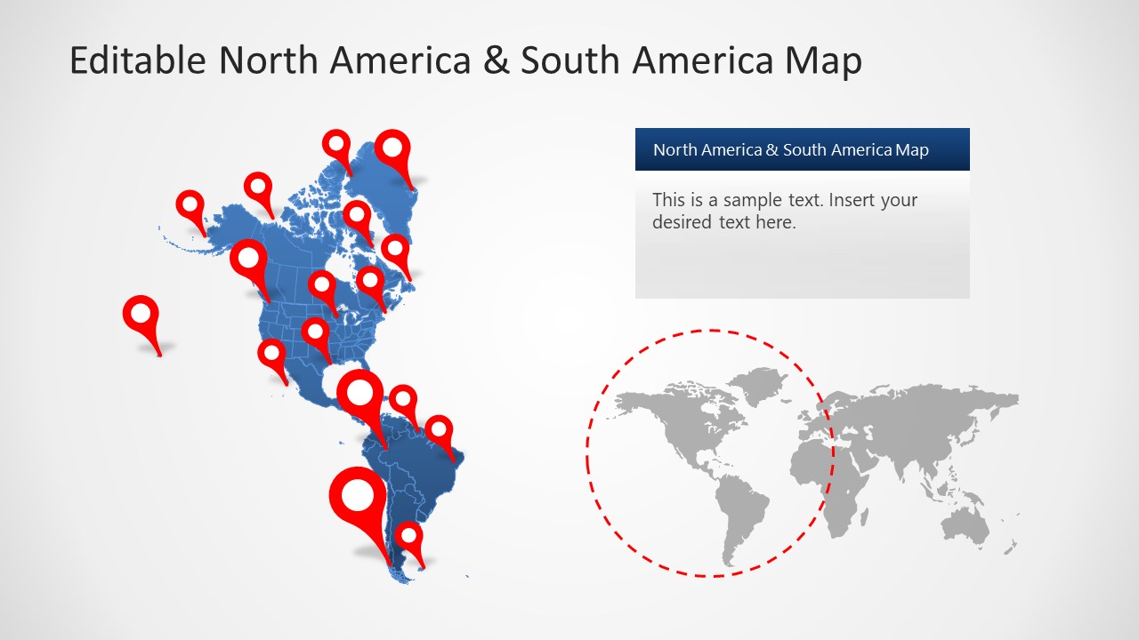 Editable North America South America Map Powerpoint Template Slidemodel