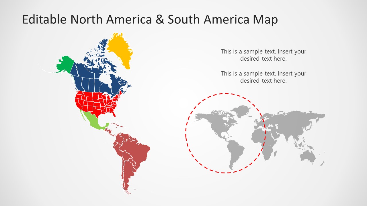 Color Map PowerPoint North America South America - SlideModel