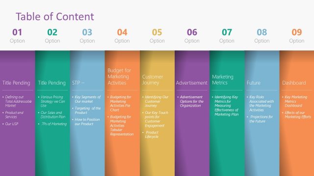 Horizontal Table of Contents Template