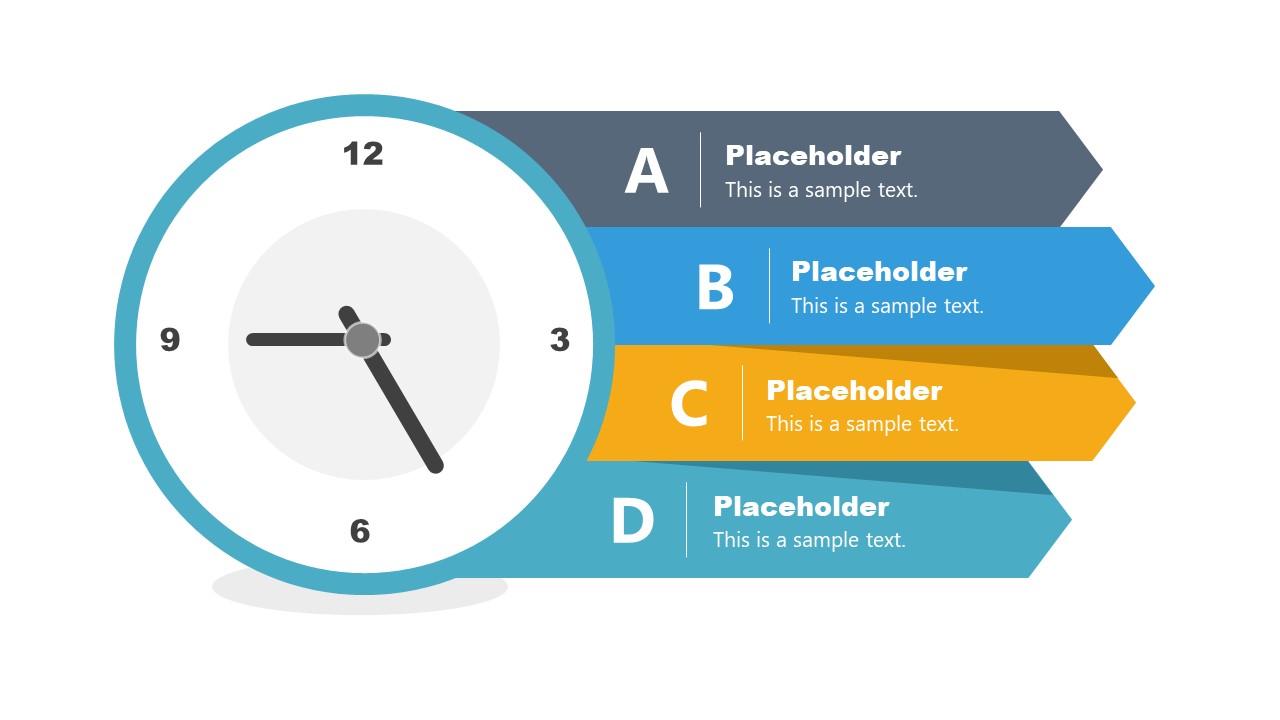 Presentation of Analog Clock 4 Steps Diagram 