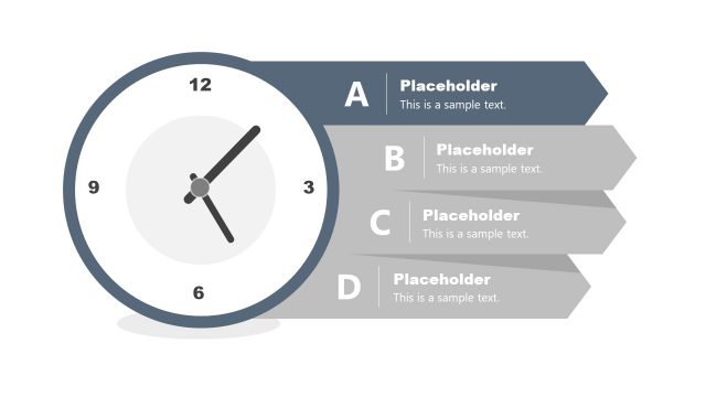 4 Steps Analog Clock Diagram Template