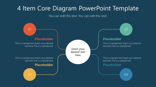Core Concept Diagram 4 Items PowerPoint