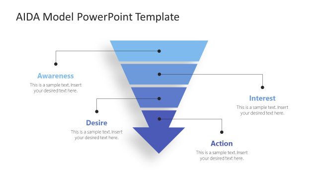 AIDA PowerPoint Funnel 4 Steps Diagram
