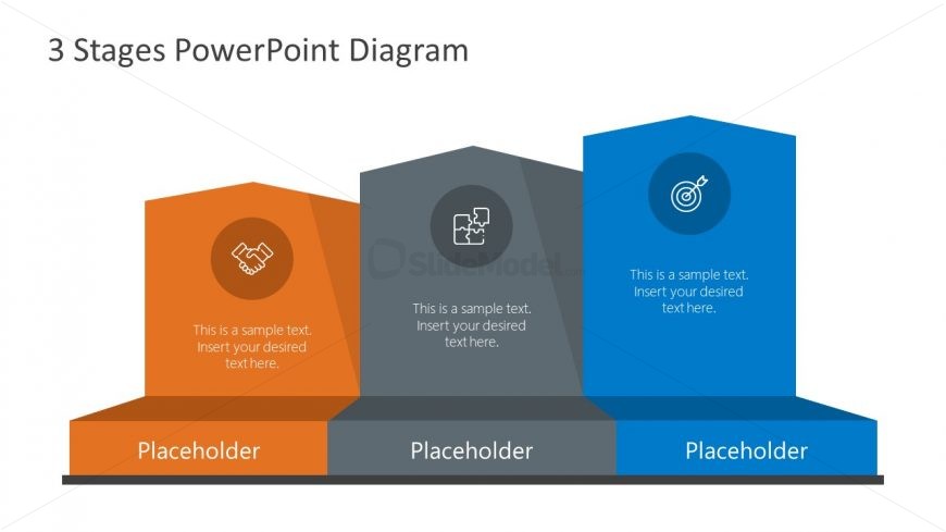 PowerPoint 3 Stage Chevron Arrows 