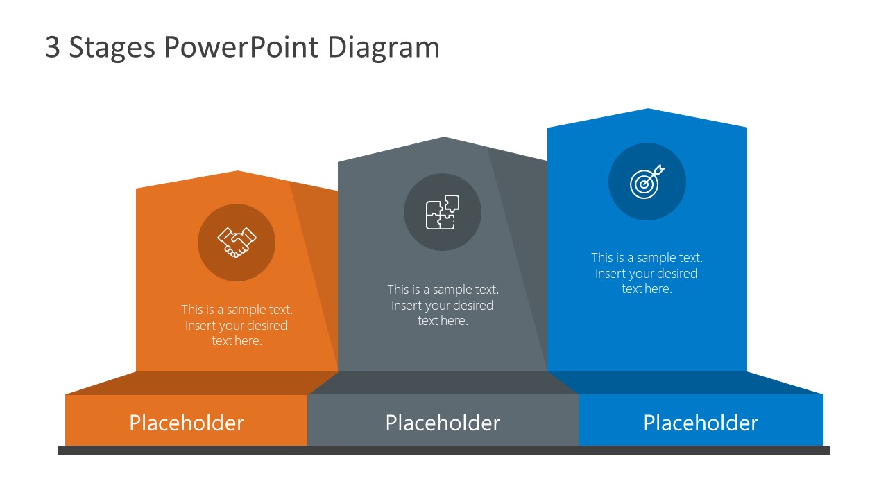 PowerPoint 3 Stage Chevron Arrows 