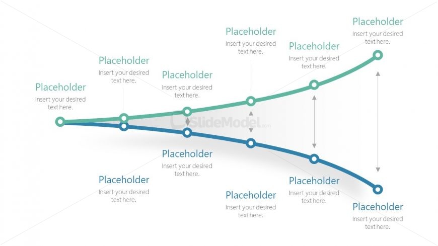 Splitting Timeline PowerPoint Opposite Curves