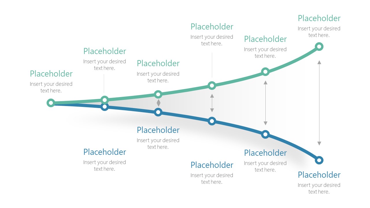 Splitting Timeline PowerPoint Opposite Curves 