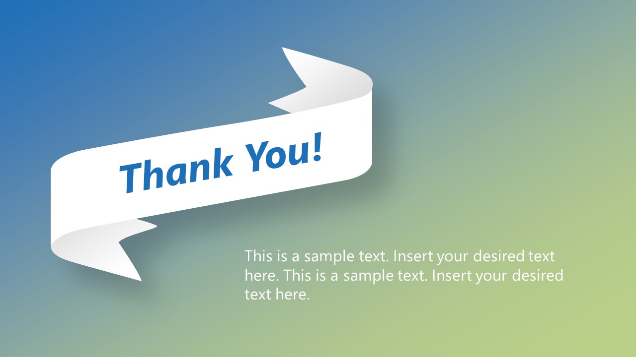 Thank You Note Ribbon Style PowerPoint - SlideModel For Powerpoint Thank You Card Template