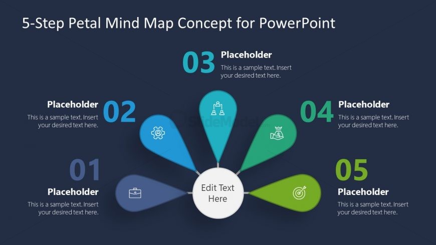PowerPoint 5 Steps Diagram in Semi Circle