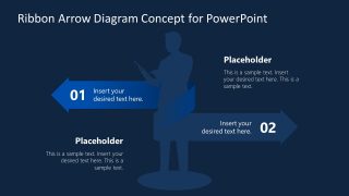 Ribbon Arrow Presentation Slide Step 1 in Dark Theme