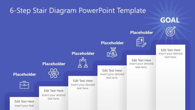 6-Step Stair Goal Diagram for PowerPoint