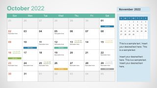 Template of October 2022 Calendar