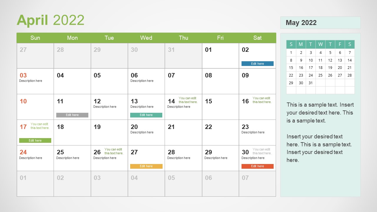 how to edit a calendar template on powerpoint mac