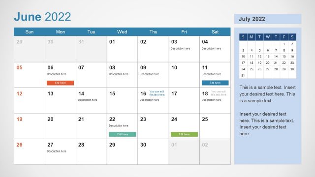 June 2022 PowerPoint Calendar