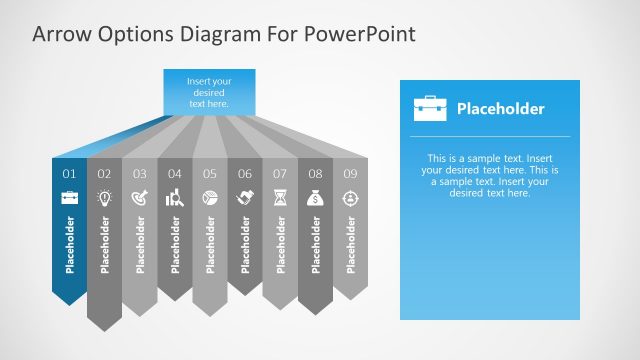 9 Steps Waterfall Chart Agenda Arrow 1