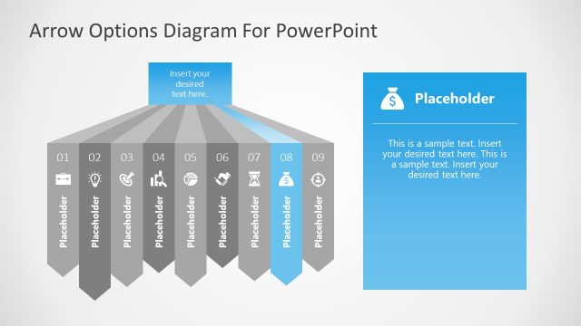 9 Steps Waterfall Chart Agenda Arrow 8