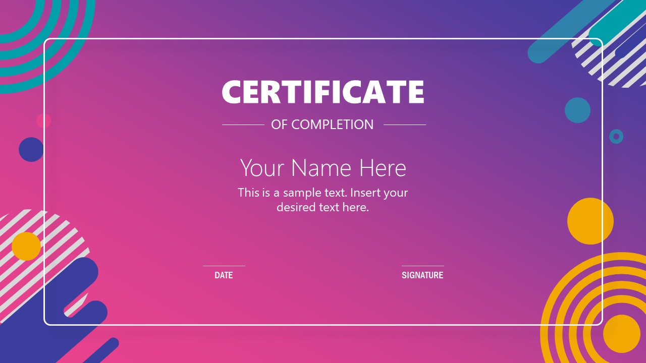 Certificate of Completion Presentation Template For Award Certificate Template Powerpoint