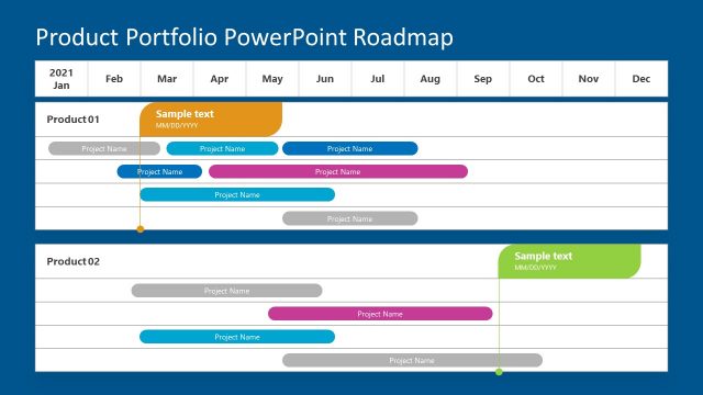 PowerPoint Gantt Chart Product Portfolio Template