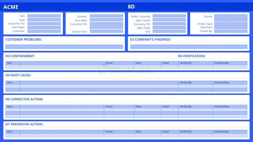 Editable Report Format One-Page 8D Analysis