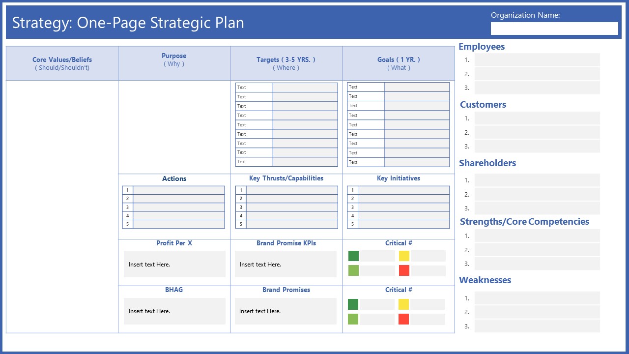 One Paye Strategy Plan Template 