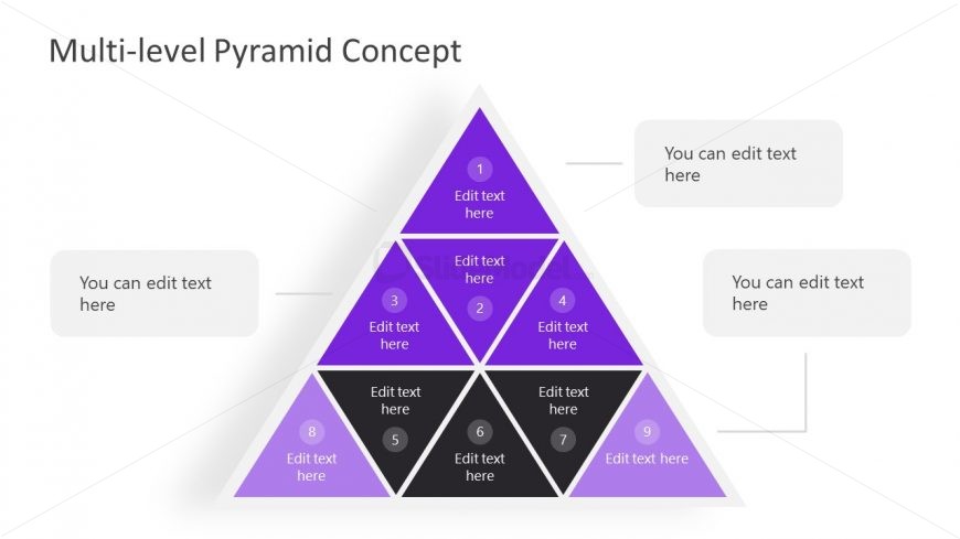 PPT Pyramid Diagram with Pinwheel