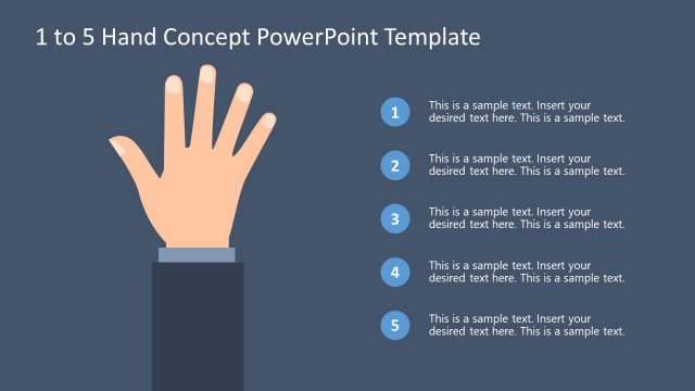 Bullet Point 5 Hand Concept PowerPoint