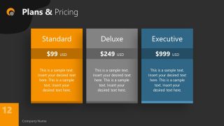 Dark PowerPoint Theme for Price Plan Slide