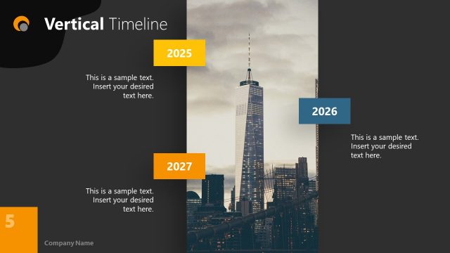 Dark Background Business PowerPoint Vertical Timeline