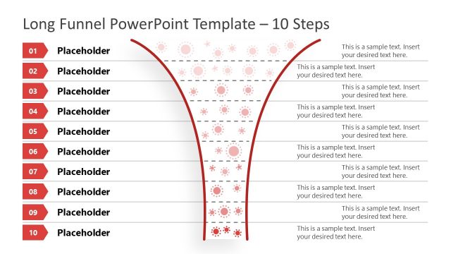 10 Steps Long Funnel Chart PowerPoint