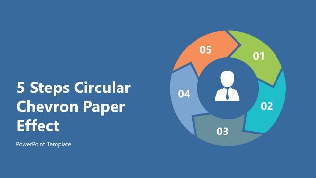 5 Steps Circular Chevron Paper Effect PowerPoint Template